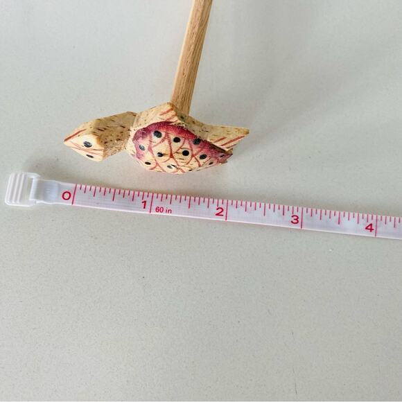 NEW VINTAGE Red Natural Tan Wooden Handmade Carved Turtle Pencil Hawaiian Hawaii - Picture 5 of 5